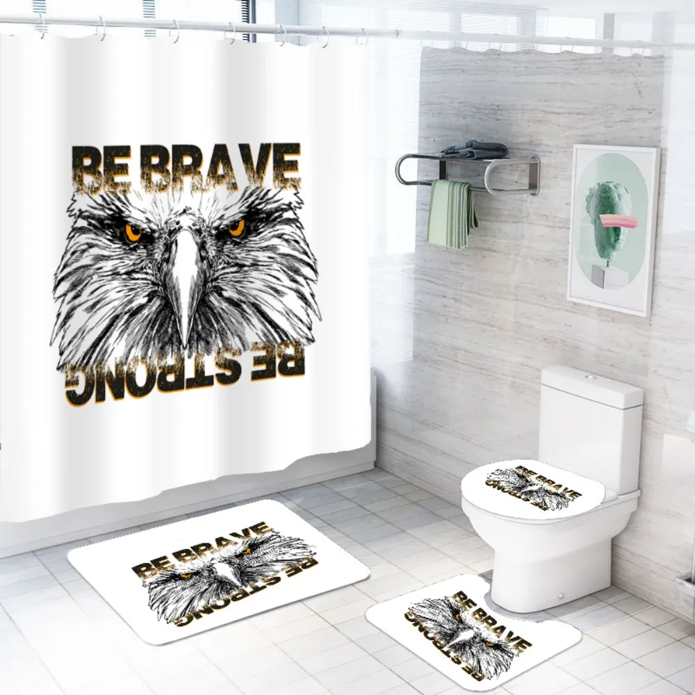 4 шт. Набор ковриков для ванной Brave Eagle наборы занавесок для душа с ванной коврики для туалета покрытие заземления коврик, водонепроницаемый занавес для ванной комнаты s