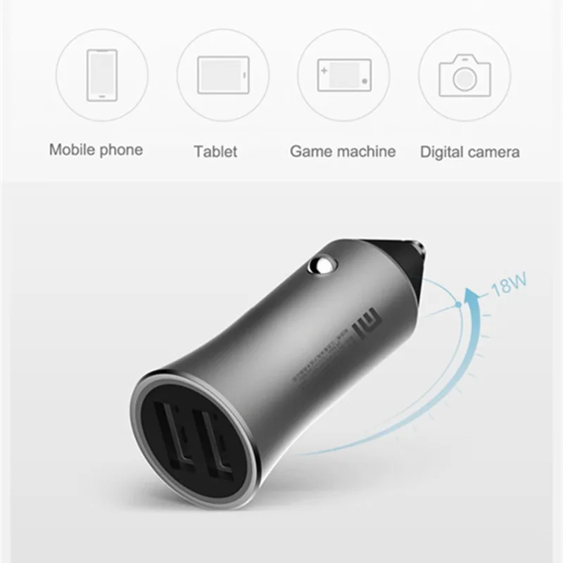 Автомобильное зарядное устройство xiaomi, 18 Вт, быстрая зарядка, двойной USB, быстрая зарядка, 5 В/2,4 А, 9 В/2 А, для xiaomi 6, красный, mi note 7, 8, pro, note 5, 6, mi 9