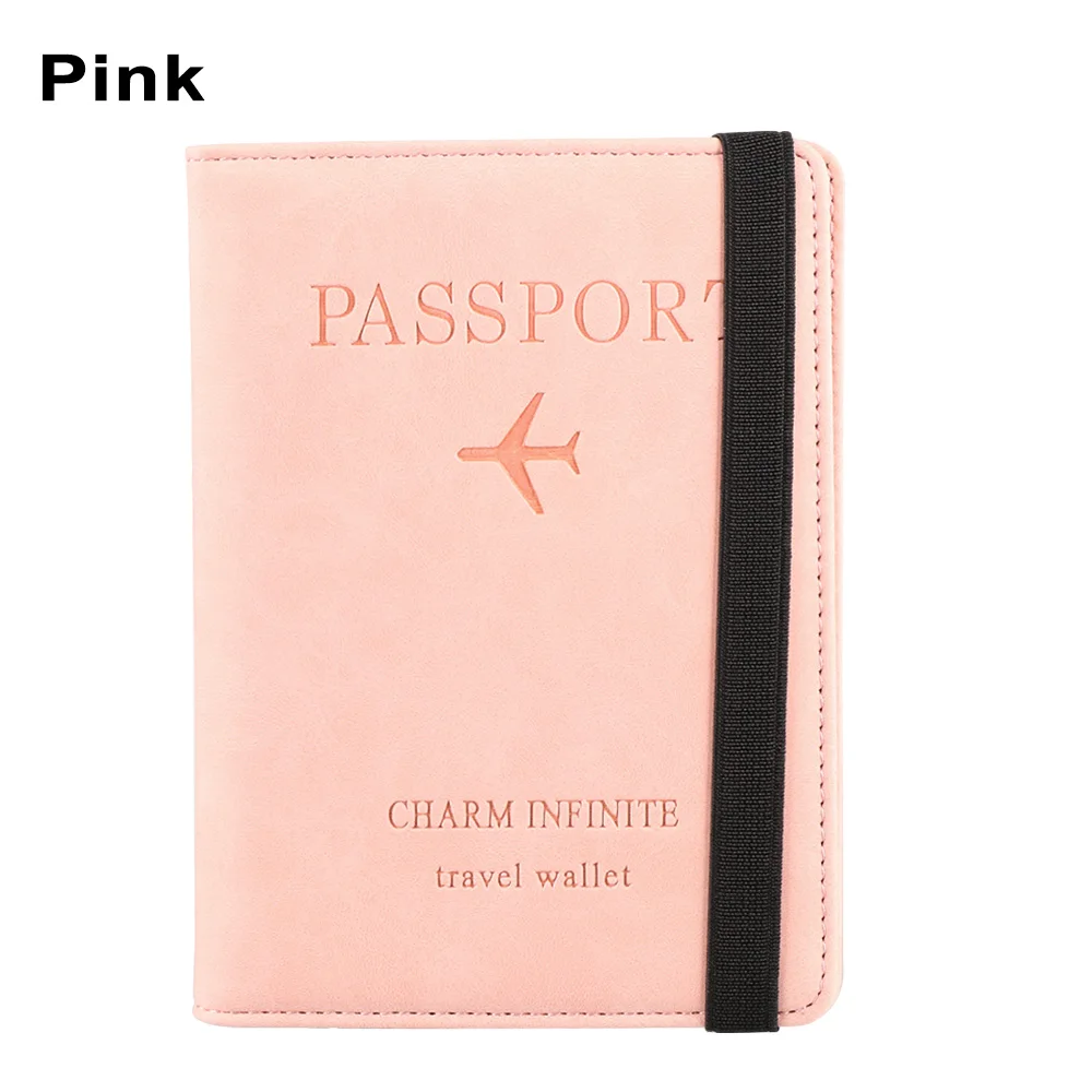 pink 1 шт. многофункциональный держатель для паспорта из искусственной кожи RFID кошелек сумка для паспорта кредитный держатель для карт дорожная обложка чехол посылка для документов - Цвет: pink