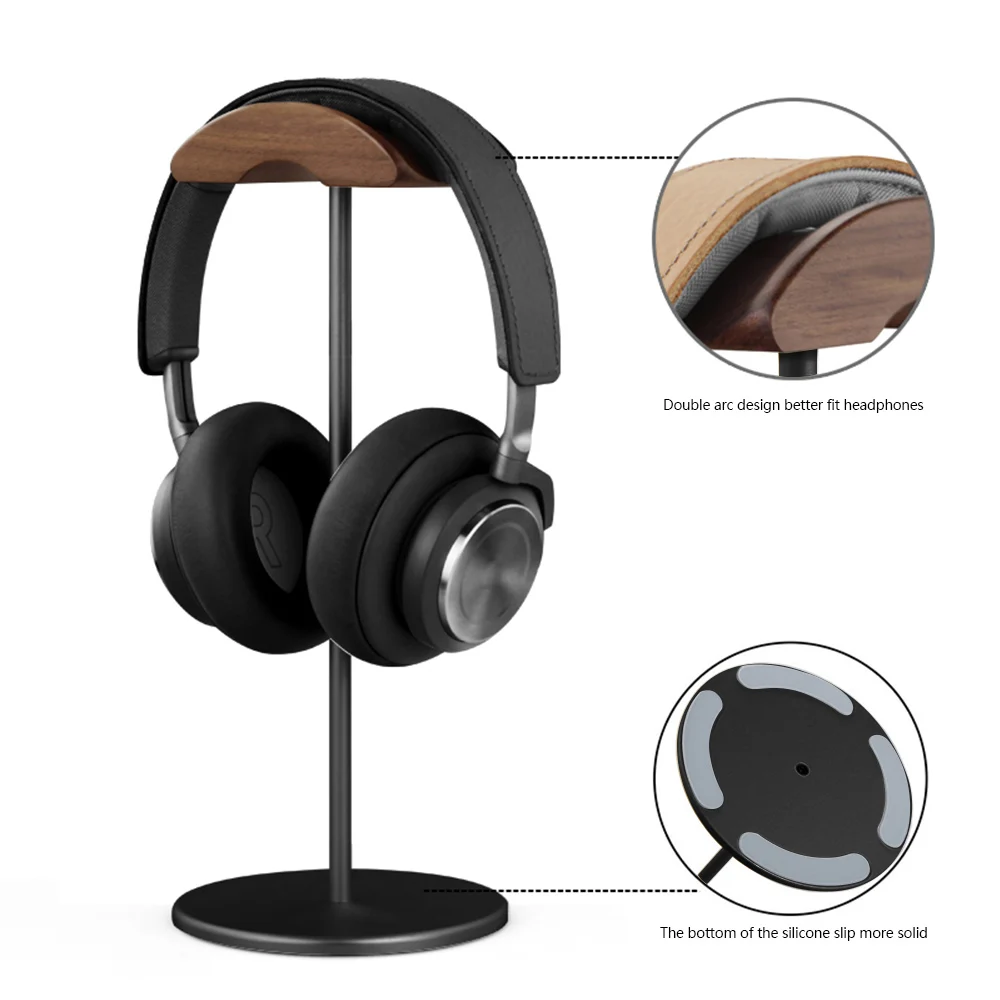 Wooden Headset Headphone Stand Universal Earphone Holder Desktop organizers