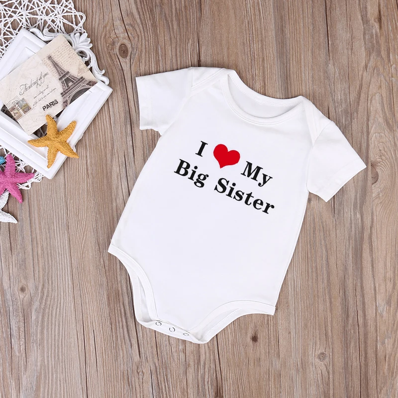 Одежда для новорожденных из хлопка с принтом «I LOVE MY SISTER», комбинезон для маленьких мальчиков, BR-1902