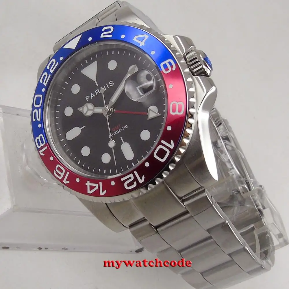 Stainless Steel Parnis Gmt Master Ii PARNIS MINGZHU 3804 GMT