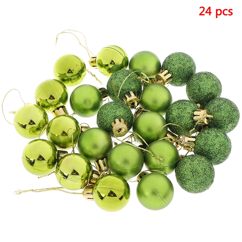 Зеленый 24pcs Christmas Ball Ornaments For Christmas Tree Decoration Pink White Balls For Xmas Holiday Wedding Home Party Decoration - Цвет: Зеленый