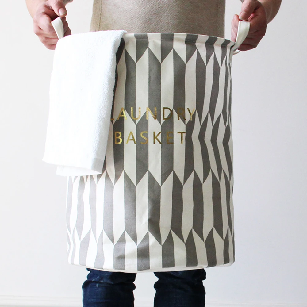 Stylish Foldable Storage Laundry Hamper Clothes Basket Home Cleaning Supplies