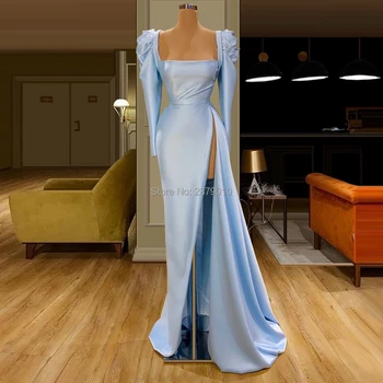 

Elegant Evening Dress Sheath Floor-Length Slit Satin Robe De Soiree Aibye Prom Dress Party Dress вечернее платье Simple Dubai