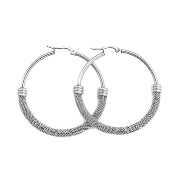 Fashion Stainless Steel Hoop Earrings Round 4 Sizes Trendy Women Girls Jewelry Gift, Post/ Wire Size: (18 gauge), 1 Pair
