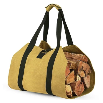 

Canvas Firewood Match Carrier Storage Tote Log Camping Outdoor Holder Carry Camping Picnic Outdoor Firewood Bag Kitchen Gadget