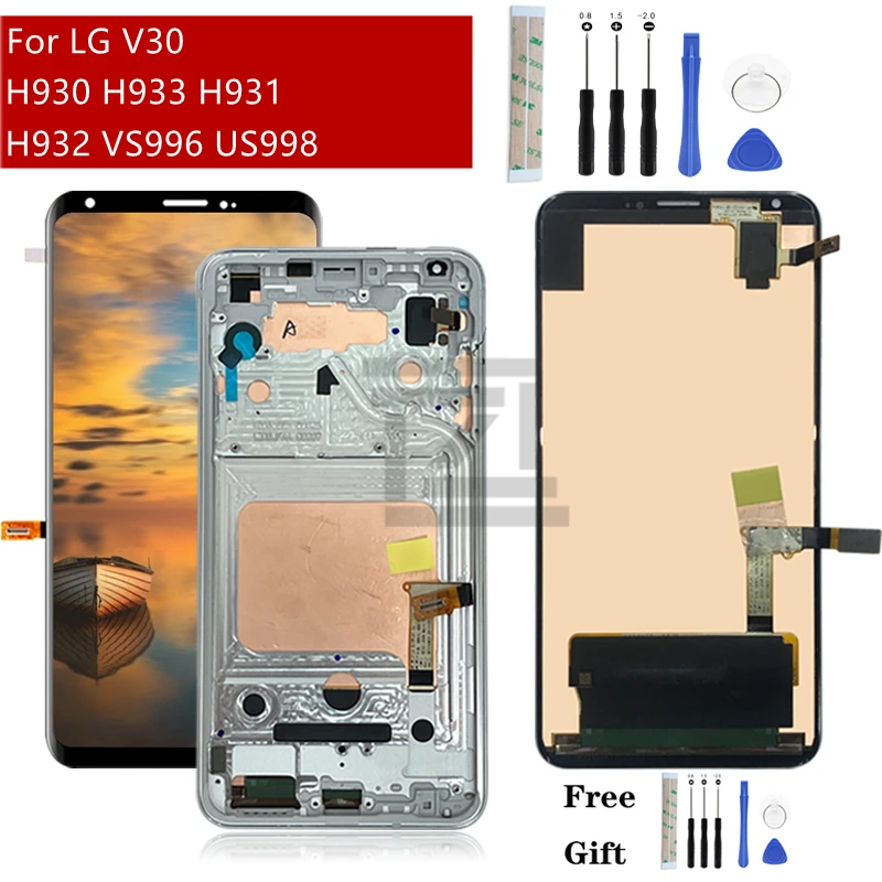 ЖК-дисплей для LG V30 с рамкой H930 H931 H932 H933 запасные части ремонта ЖК-дисплея тени