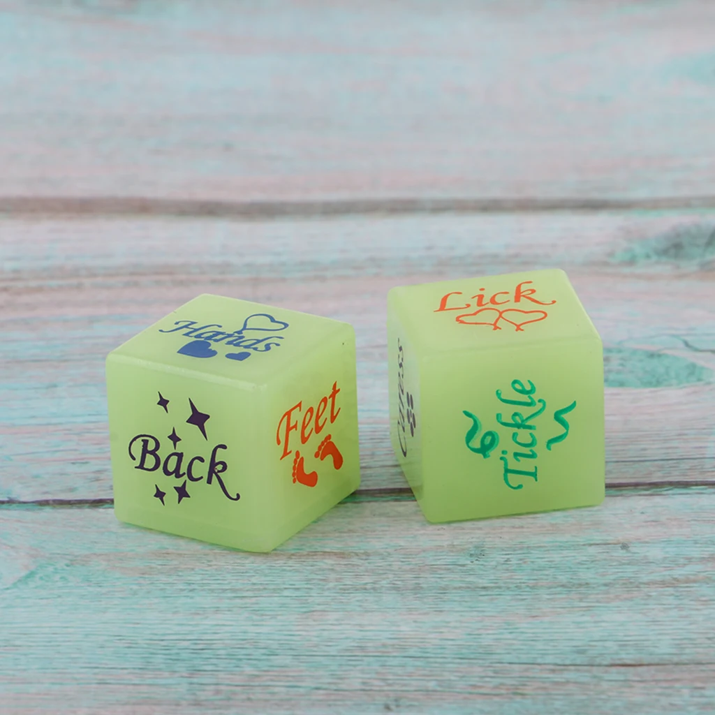 2pcs Noctilucent erotic 6-sided dice D6 6 Sided Glowing Adults Game Dice Party Supply Adult Fun Game