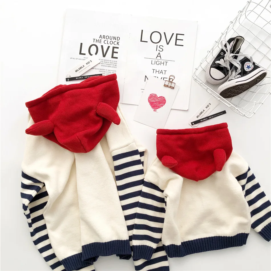 Tonytaobaby/новая осенне-зимняя одежда для мальчиков и девочек; Детские свитера с демонами для родителей и детей