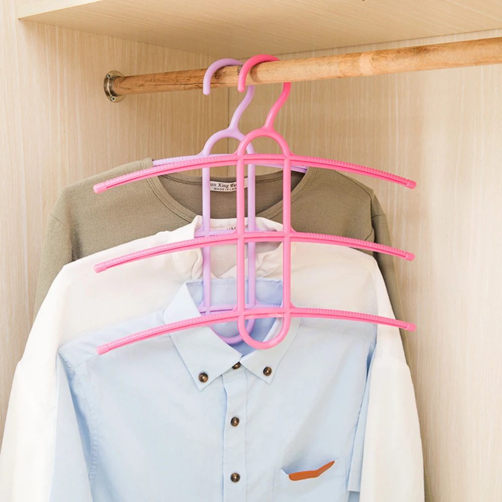 

1 pcs Creative home three-layer hangers 4 Colors Three Layer Anti-skid Plastic Clothes Hanger for household pants rack hangers