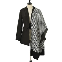 [EWQ] New Autumn Winter Open Stitch Flare Sleeve Black Woemn Blazers Patcwork Striped Korean Women Coat Fashion QL404