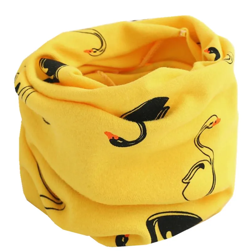 swan yellow Детский хлопковый шарф, Детский Теплый шарф с мультяшным принтом, Детские воротники, осенне-зимний теплый шарф с круглым вырезом для детей - Цвет: swan yellow