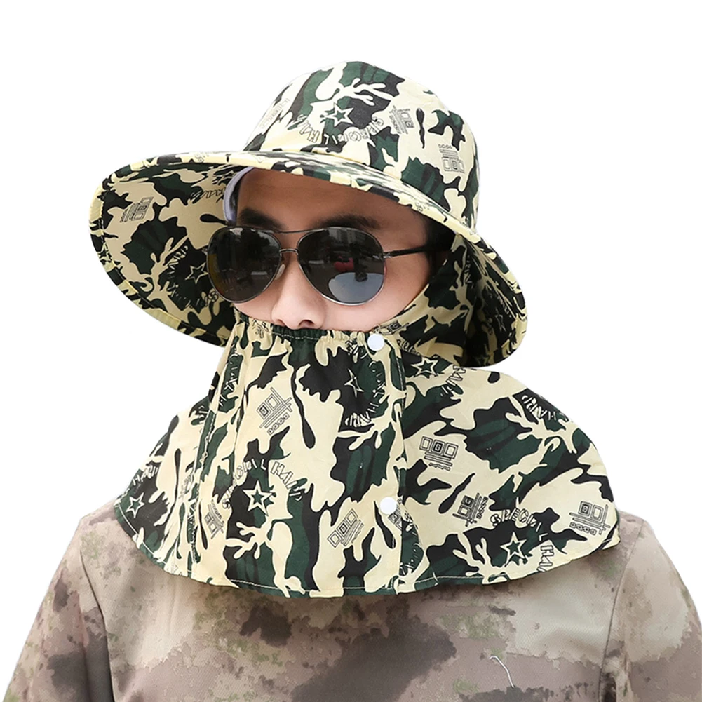 Camouflage Yellow Мужская солнцезащитная Кепка с большими полями для скалолазания, модная камуфляжная уличная Летняя Повседневная Рыбацкая Кепка, легкая складная - Цвет: Camouflage Yellow