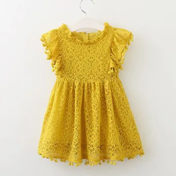 

2020 new child wear girl clothes dress Fashion lace flying sleeve princess dress banquet dress 1-6 Y quality baby clothing hot