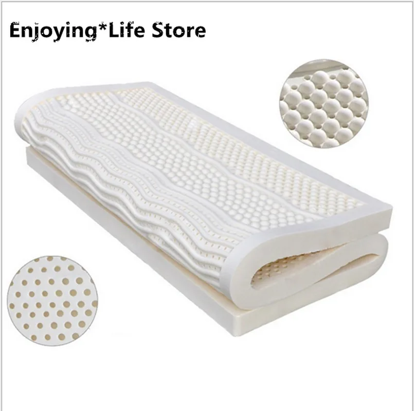 

100% Natural Latex Mattress 7.5CM Thickness Super Single Seven Zone Mold Ventilated Topper With White Inner Cover Medium Soft