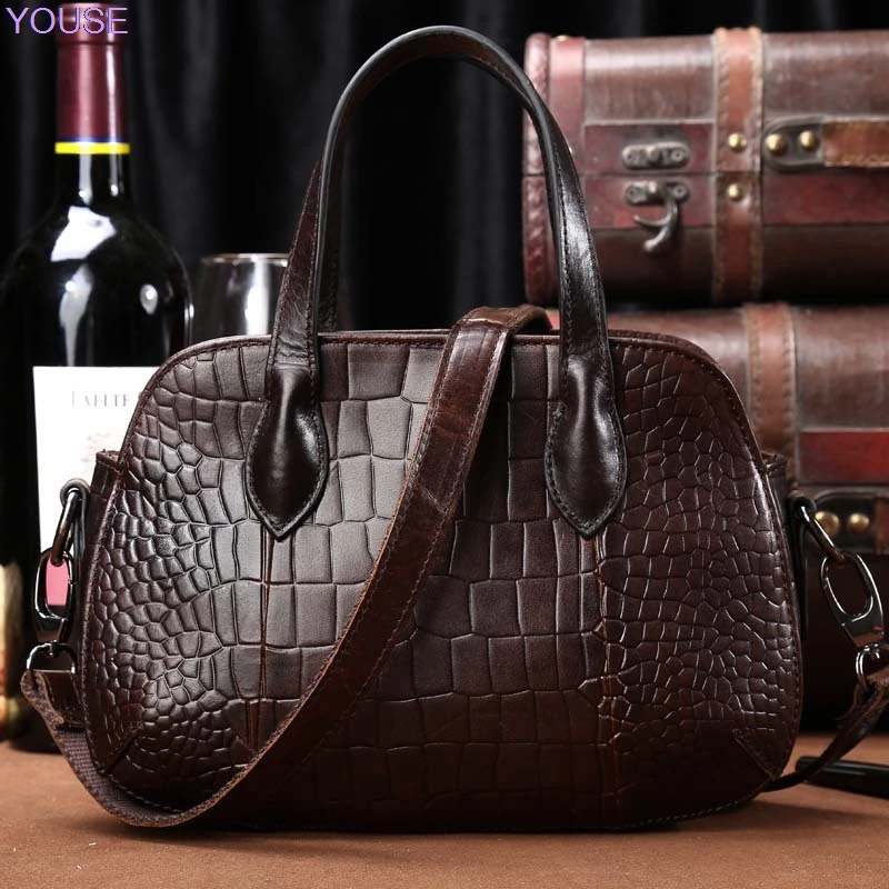 

Genuine Leather Full-grain Leather women Shoulder Handbag Crocodile Pattern Fashion Bag Mini Bag