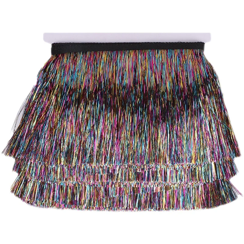 롱 골드 실버 실크 술 프린지 PET 레이스 트림 라틴 드레스, 무대 의류, 아트웨어 DIY 액세서리, 2 야드/로트, 20cm