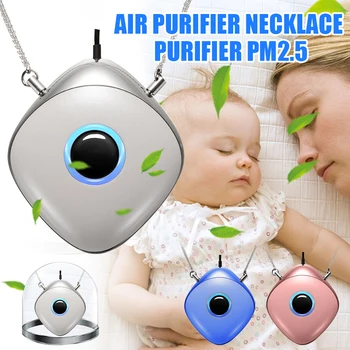 

Hot Personal Mini Portable Air Purifier Necklace Wearable USB Charging Air Freshener Ionizer Travel VJ-Drop