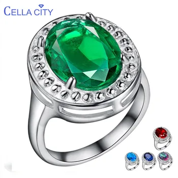 

Cellacity Classic Silver 925 Ring For Charm Women With Round Emerald Ruby Aquamarine Sapphire Gemstones Wholesale Size 6-9