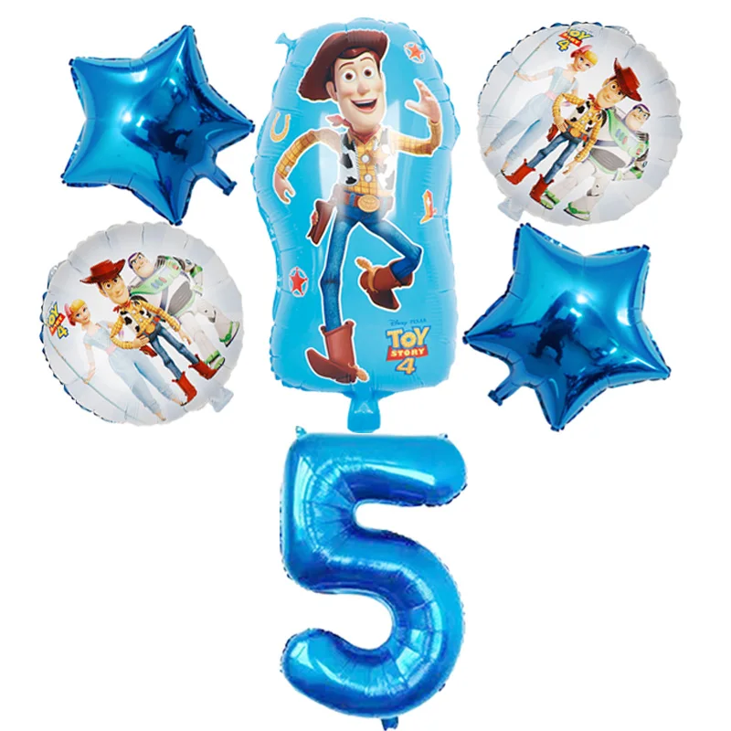 1 компл. globos История Игрушек 4 Вуди Базз Лайтер фольгированные шары 32 дюймов номер для новорожденных мальчиков голубой воздушные шары День рождения Декор детские игрушки - Цвет: Woody white 5