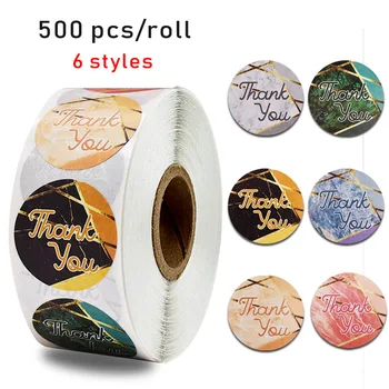 

Marble Paper Thank You Sticker For Seal Label 500pcs 1 Inch 6 Designs Scrapbooking For Gift Packaging Sticker Stationery Sticker