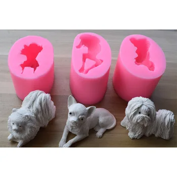 

3D stereo puppy mold Pomeranian Chihuahua Shih Tzu Fondant Silicone Mold DIY chocolate cake Cake decorations