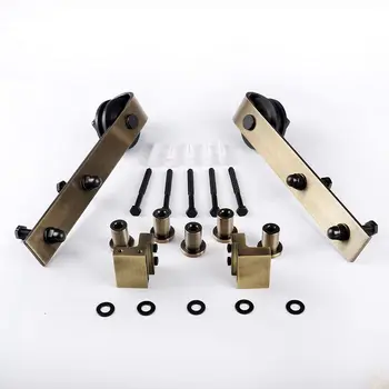 

ORB Oil Rubbed Bronze Sliding Barn Door Hardware Kit with 6.6FT Track/Rail Brushed