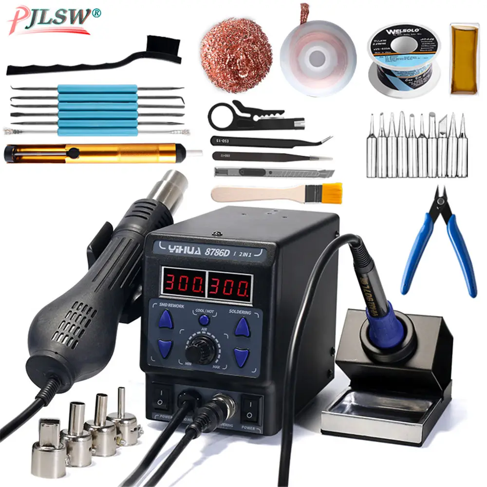 220V 8786D-I Модернизированная версия SMD паяльная станция с двойным цифровым дисплеем холодный горячий воздушный пистолет паяльник 2 в 1 паяльная станция