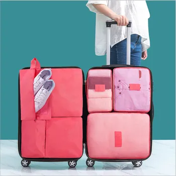 

Travel Storage Bags Zipper Organizer Storage Bag 6Pcs Set Travel Accessories for Clothes Luggage Packing Cube Organizer Suitcase