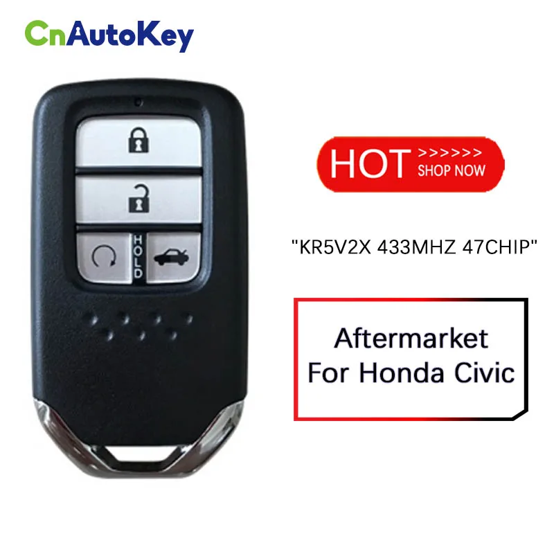 

CN003064 Honda Civic Aftermarket Remote Key 4 Button FCC KR5V2X 433MHZ 47CHIP 72147-TEX-Z01