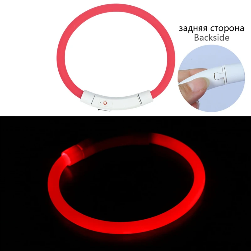 Buckle Red A Usb зарядка Регулируемый ошейник для собак светодиодный перезаряжаемый ночной мигающий светящийся ошейник для собак пластиковый однотонный ошейник для собак - Цвет: Buckle Red A