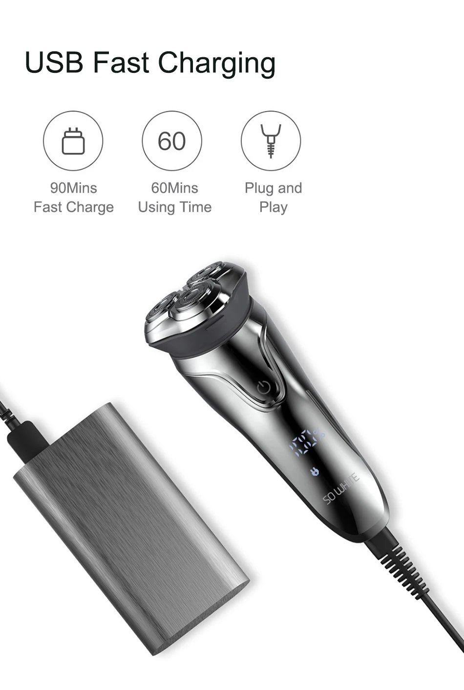 Xiaomi PINJING электробритва Мужская моющаяся USB перезаряжаемая Беспроводная 3D умная бритвенная машинка для бритья бороды подарок 5