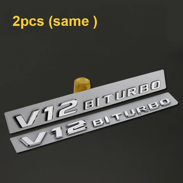V12 BITURBO chrome 3D Письмо Эмблема для Mercedes Benz AMG V12 V8 BITURBO 4matic+ турбо 4matic стайлинга автомобилей крыло багажник Стикеры хром черный, красный - Название цвета: V12 BITURBO chrome
