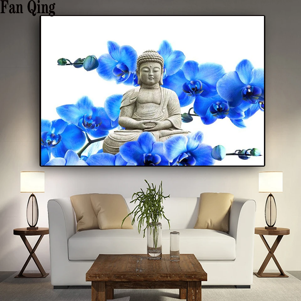 5D square/round Diy Diamond Painting Orchid Zen Buddha Statue Full