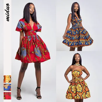 

Fashion African Print Dresses Women Traditional Clothing Dashiki Ankara Gown Sundress Elegant Multiple Wear Batik Africa Clothes