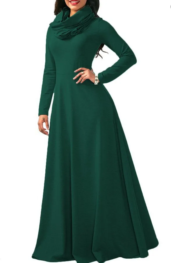 Robe,Robe longue extensible,nouveau style automne et hiver,couleur unie,couture avec poches 