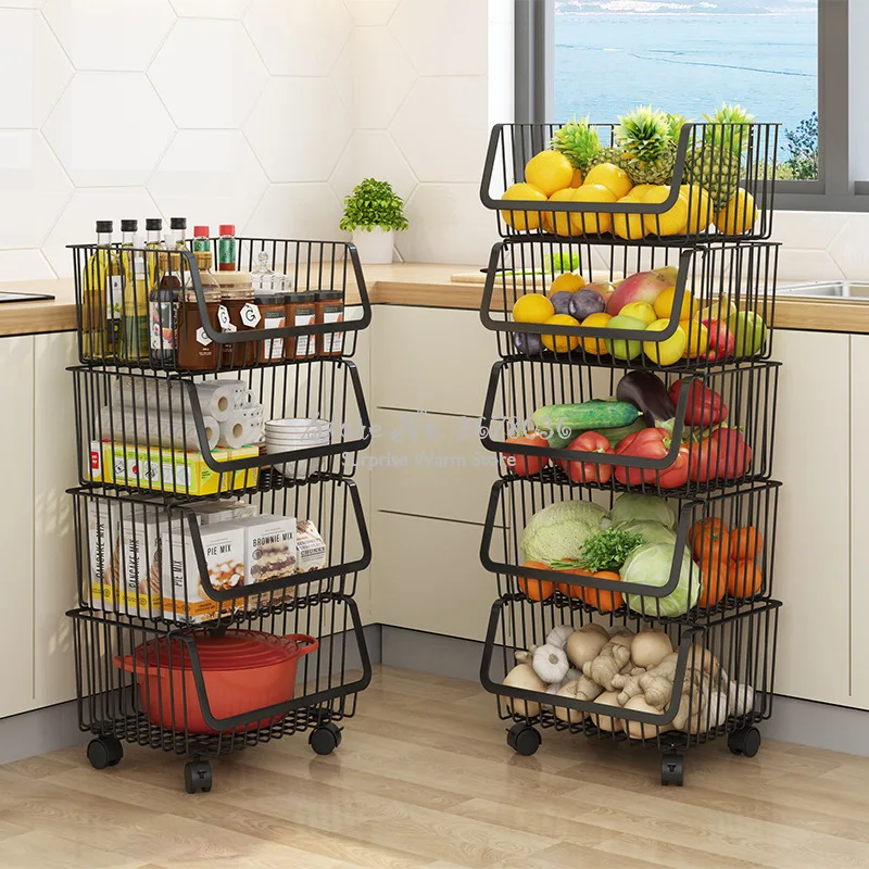 Black Carbon Steel Storage Rack Holder Vegetable Fruit Kitchen