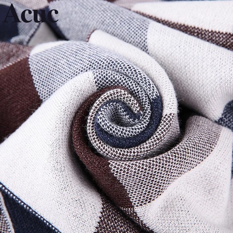 New winter high-end men's casual fashion scarves wool plaid scarf thick warm Business