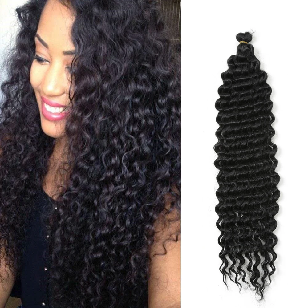 22-28 Inch Deep Wave Twist Crochet Hair Natural Synthetic Braid Hair Afro Curls Ombre Braiding Hair Extensions Hair Expo City