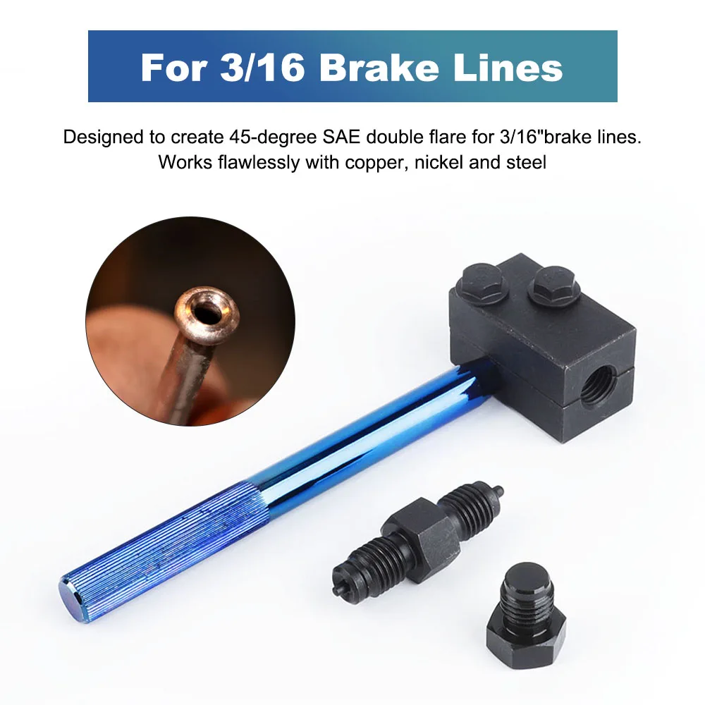 

3/16 Inch Brake Line Double Flaring Tool Handheld 45 Degree SAE for Brake Hose Nickel Tube and Copper Tubing 4.75mm