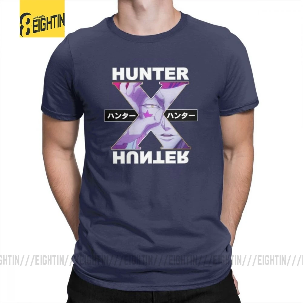 Hunter X Hunter футболки Hisoka очищенные хлопковые футболки с круглым воротником классические уличные футболки с коротким рукавом мужские комиксы плюс - Цвет: Тёмно-синий
