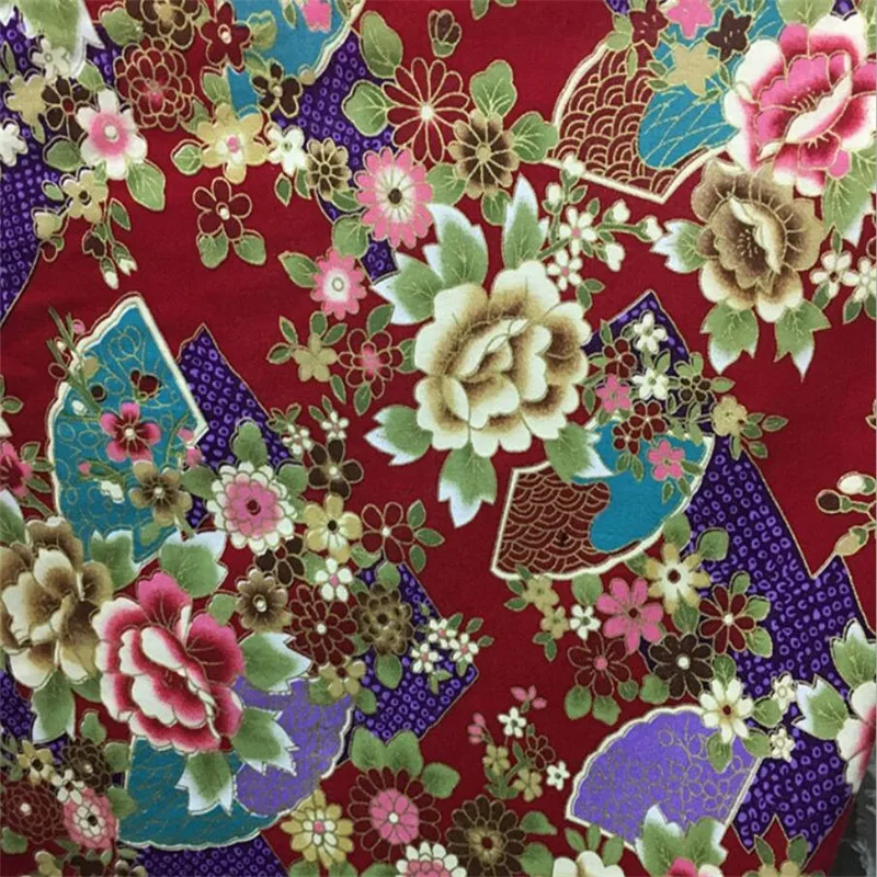 150 см ширина 20S японские кимоно из материала на основе хлопка с цветочной sakura Золотая переводная печать шелковой ткани одежда, ремесла аксессуары BH11