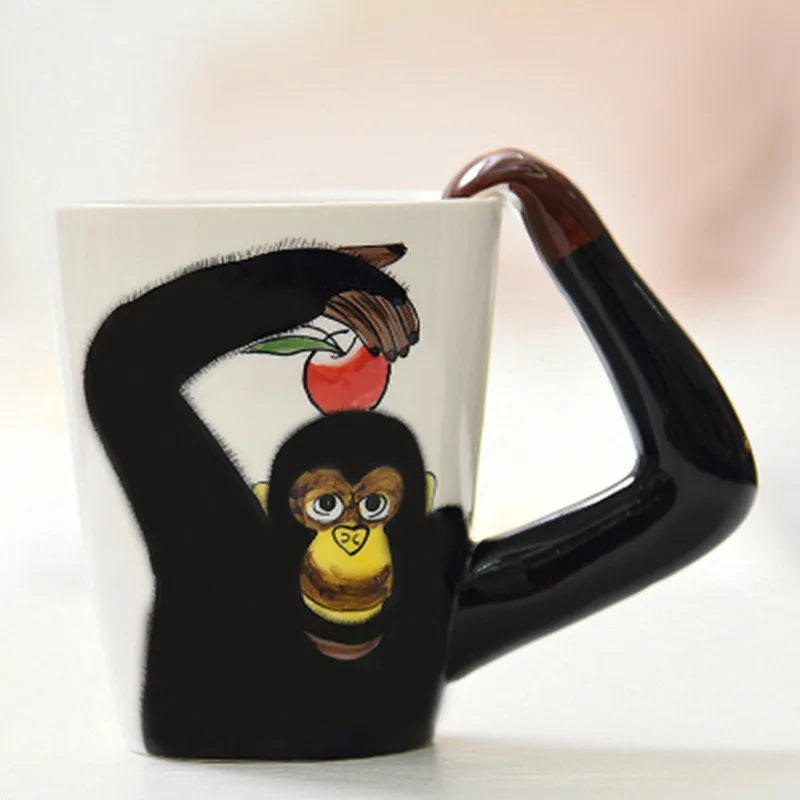 

3D Three-dimensional Hand-painted Ceramic Mugs Pure Hand-painted Animal Cups Cartoon Cups Painted Coffee Cups Fashion Cups