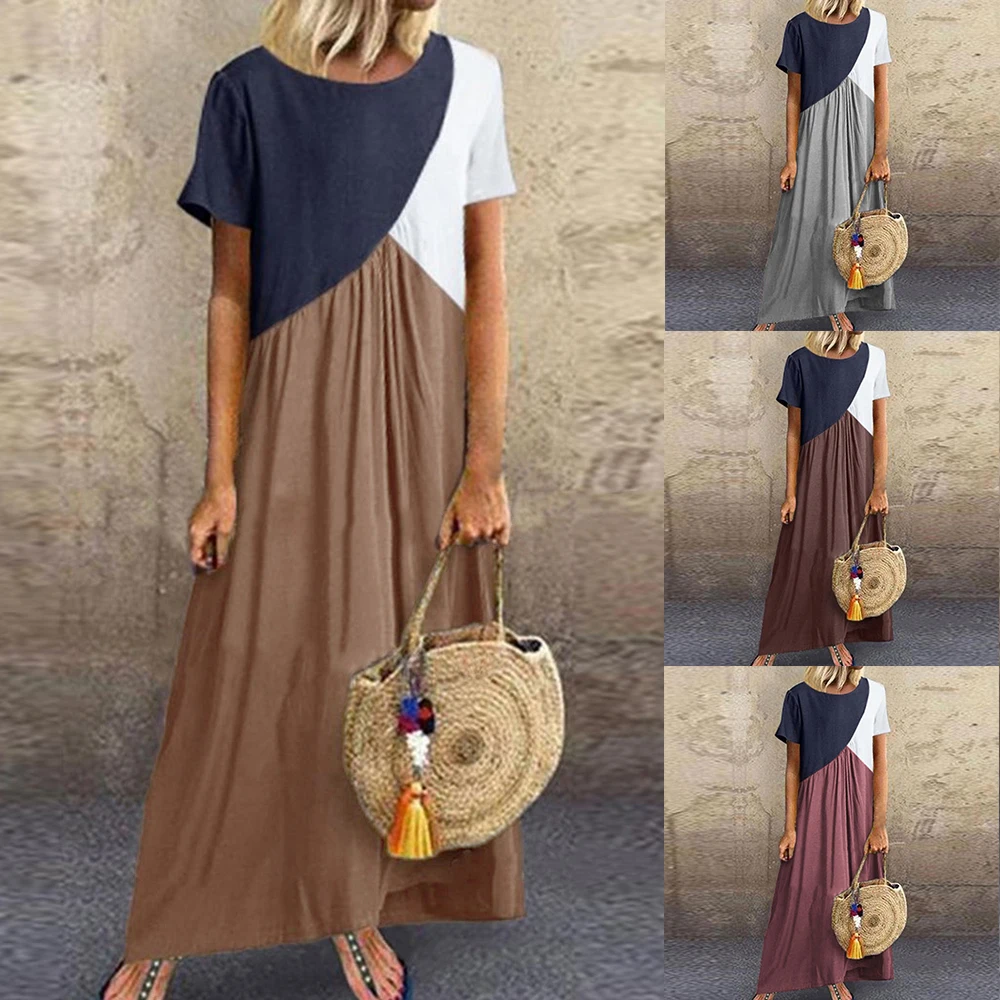 LASPERAL, новинка, женское платье с круглым вырезом, Vestidos, летнее, больше размера, d размера плюс, 5XL, лоскутное изделие, цветные платья, повседневные, подарок, женская повседневная одежда