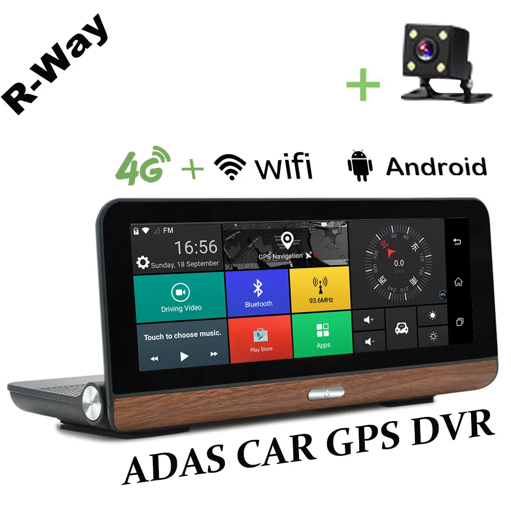 R-Way 8 &quot3g/4G Android ADAS Автомобильный видеорегистратор Dash Cam FHD 1080P камера заднего вида