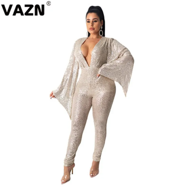 VAZN, прямые, одноцветные, новинка, хит, модные, для улицы, комбинезоны, широкие, повседневные, бодикон, сексуальные, длинные штаны, тонкий, Batwin, длинный комбинезон