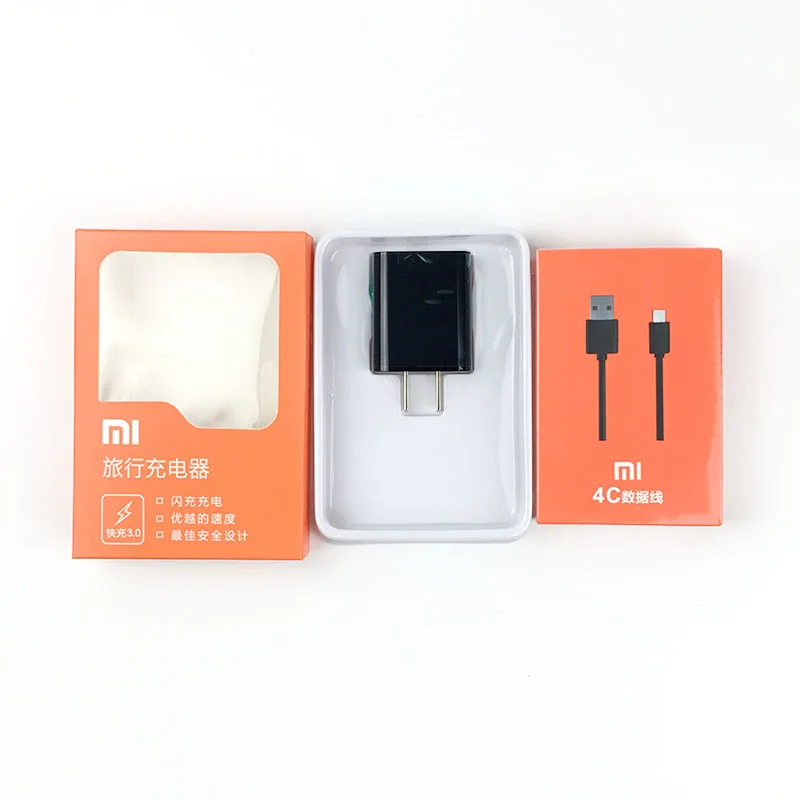 US charger set Xiao mi быстрое зарядное устройство QC 3,0 Быстрая Зарядка адаптер питания usb c кабель для mi 9 se 9t pro 8 mi x 2 s max 3 redmi Note 7 8 pro - Тип штекера: US charger set