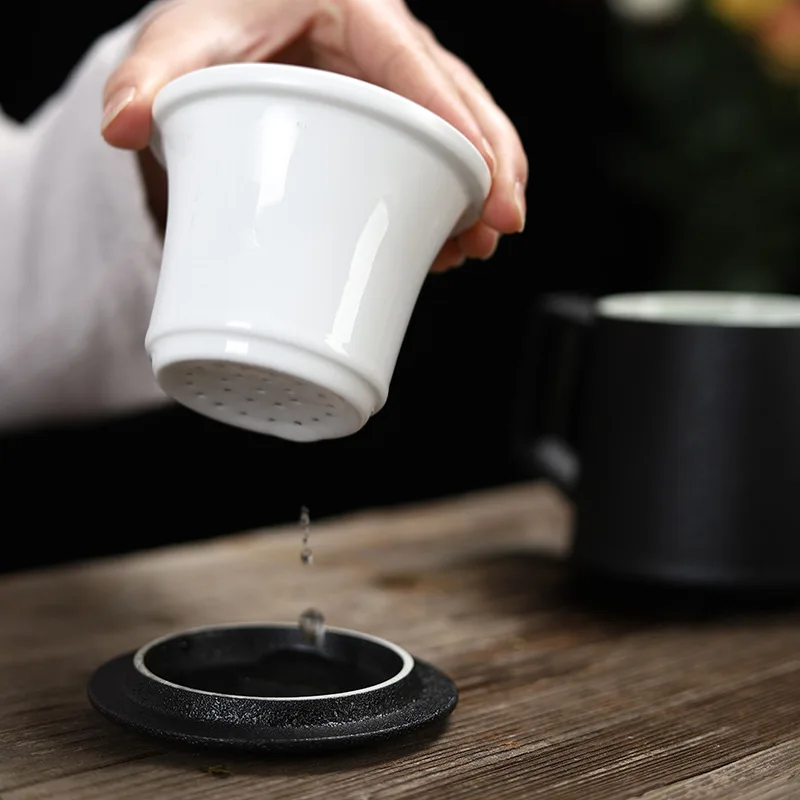 High-grade Ceramic Mug with Lid Tea Cup Filter Office Male Flower Tea Cup Business Gift