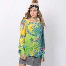 New Autumn Winter Flower Printing Sweater Woman Pullover Mujer Round Neck Ladies Loose Casual Knitted Jumpers 2020 Jersey Mujer